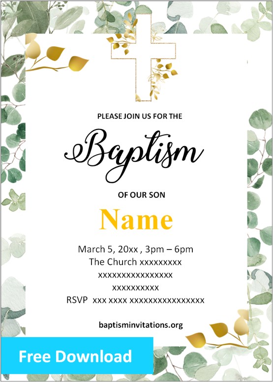 Free Baptism Invitations Templates for Boys | Christening invites