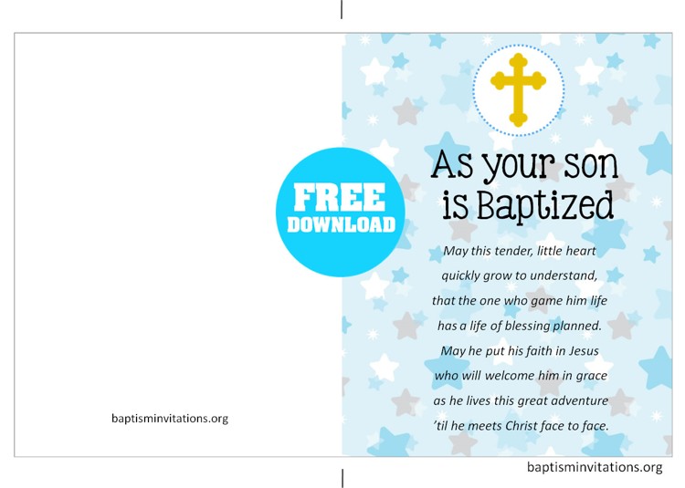 Free Printable Baptism Greeting Cards - Templates Printable Download