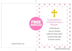 Free Printable Girl Baptism Greeting Card Templates Baptism Invitations