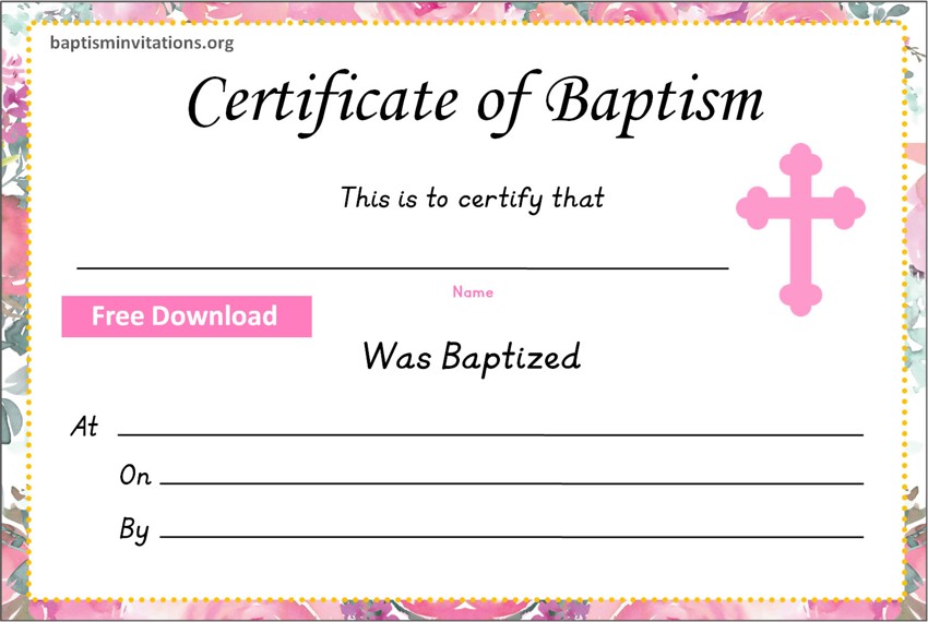 blank baptism certificate