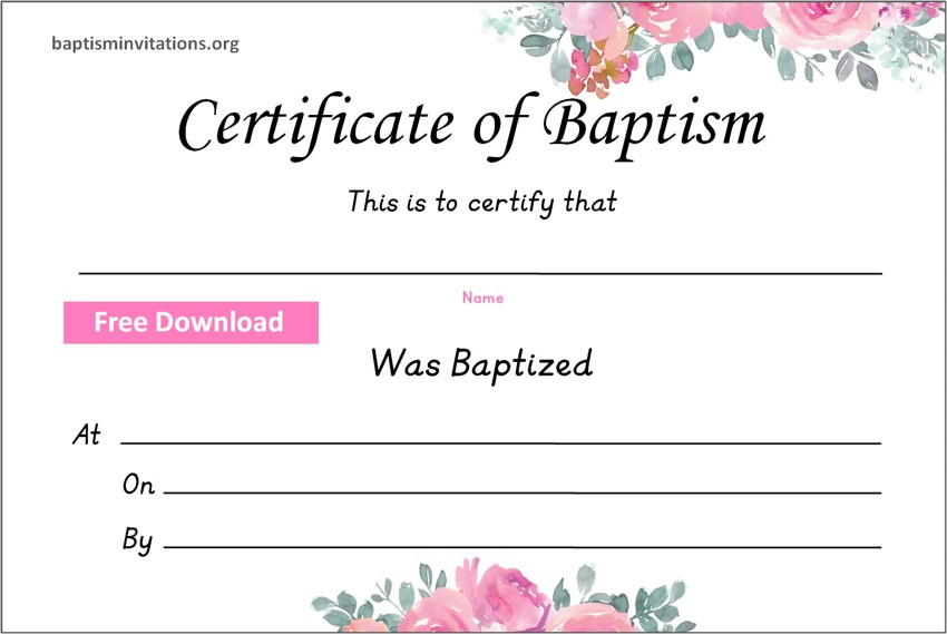 baptism certificate for girl