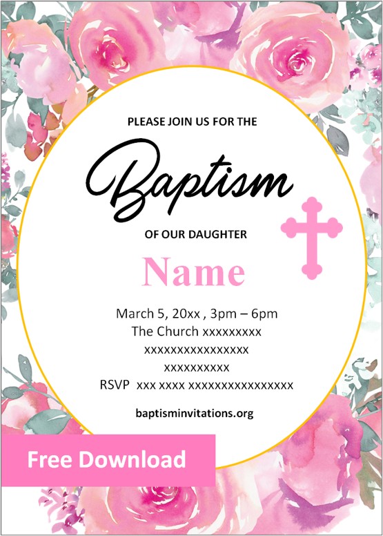 printable girl baptism invitation template