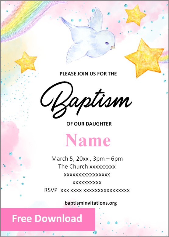 LDS baptism invitation to print